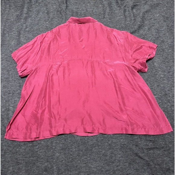 New York Studio Top Womens Large Silk Front Pockets Buttons Workcore Boxy Loose - Picture 3 of 8